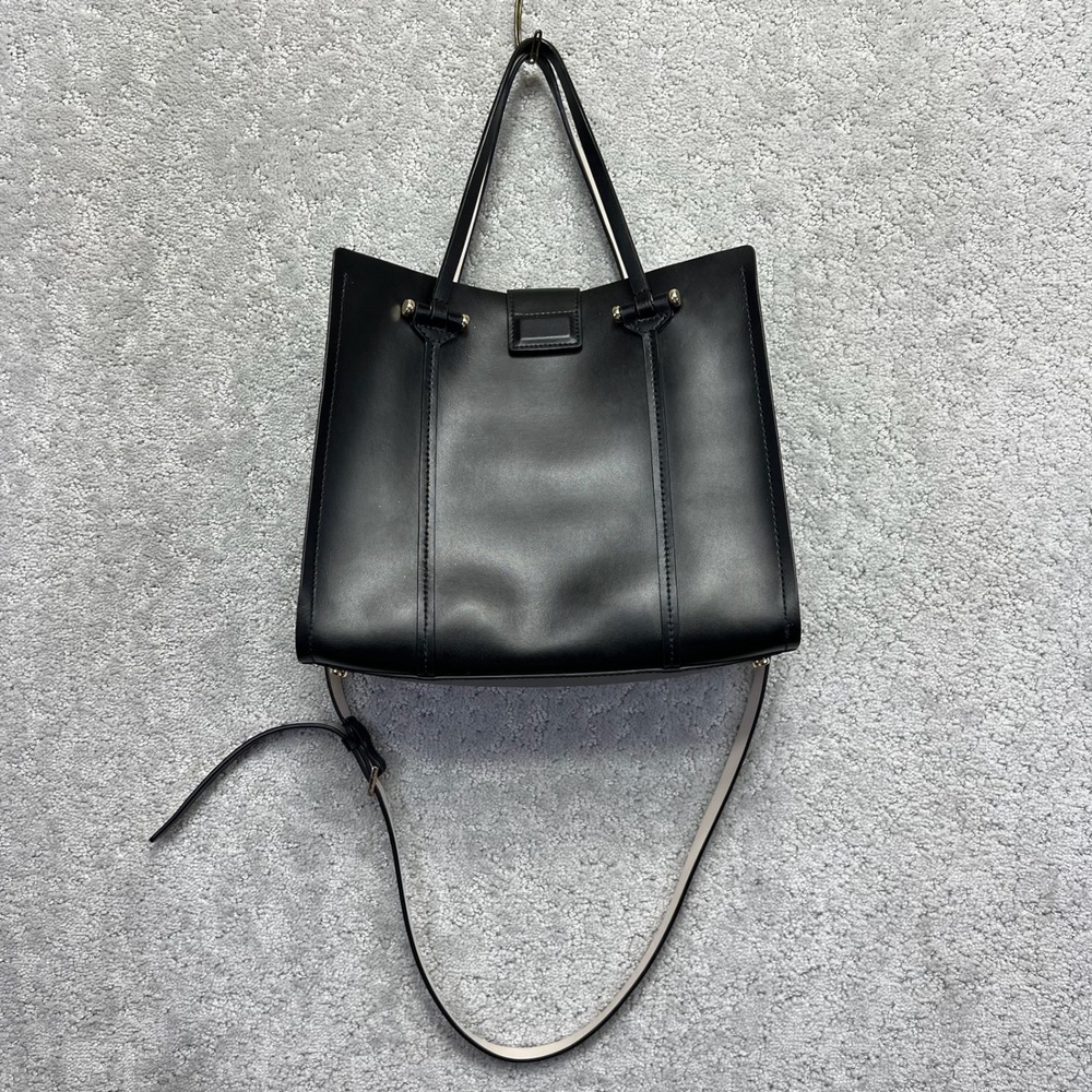 Kate Spade Tote Bag Black Leather Medium Margaux Satchel Minimalist Paint Splat